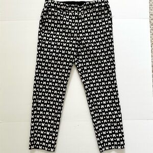 Talbots Black and White Hampshire Ankle Jacquard Butterfly Pants Size 6